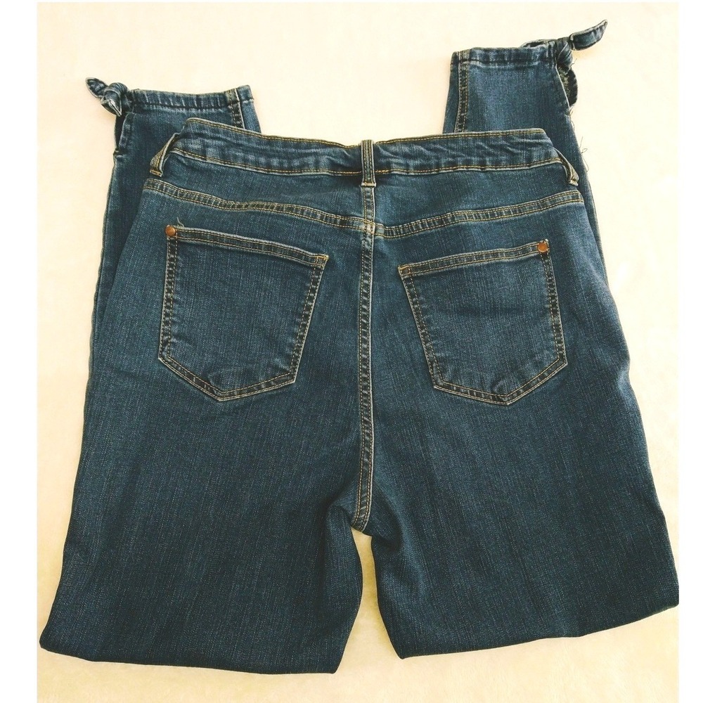 Retro‎ Chic 90s Skinny Blue Jeans Ankle Bows High-Rise Stretch Size 10 (29x26)